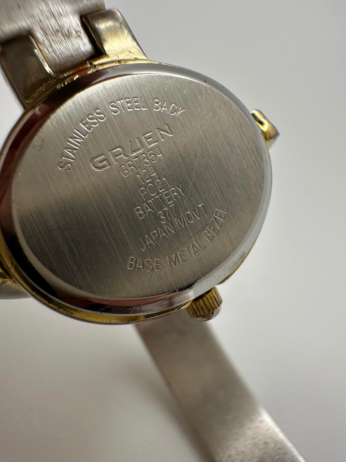 Gruen Women’s Quartz Watch Two-Tone Oval Case White Dial 26mm New Battery