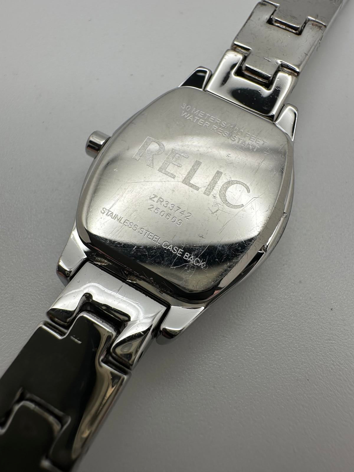 Relic Women’s Silver Crystal Quartz Watch Mother of Pearl Dial | New Battery