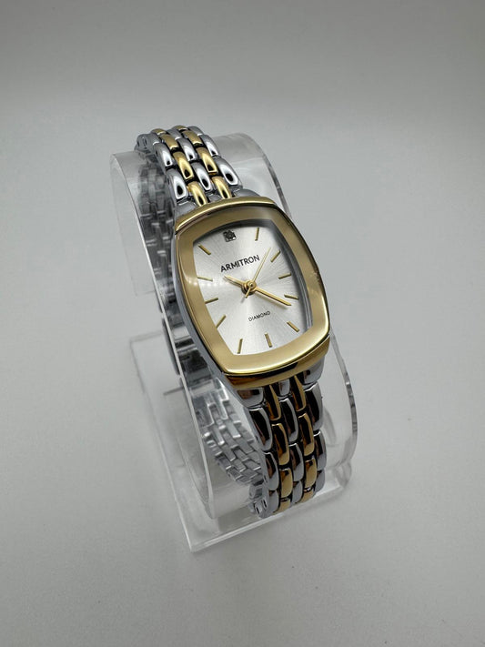 Armitron Women’s Diamond Accent Watch – 20mm Two-Tone Silver Gold Dress Quartz
