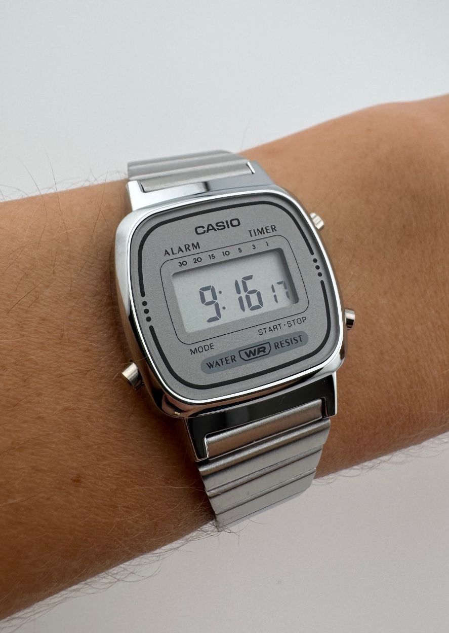 Casio LA670WA-7D Silver Digital Watch | Petite Retro Women's Watch